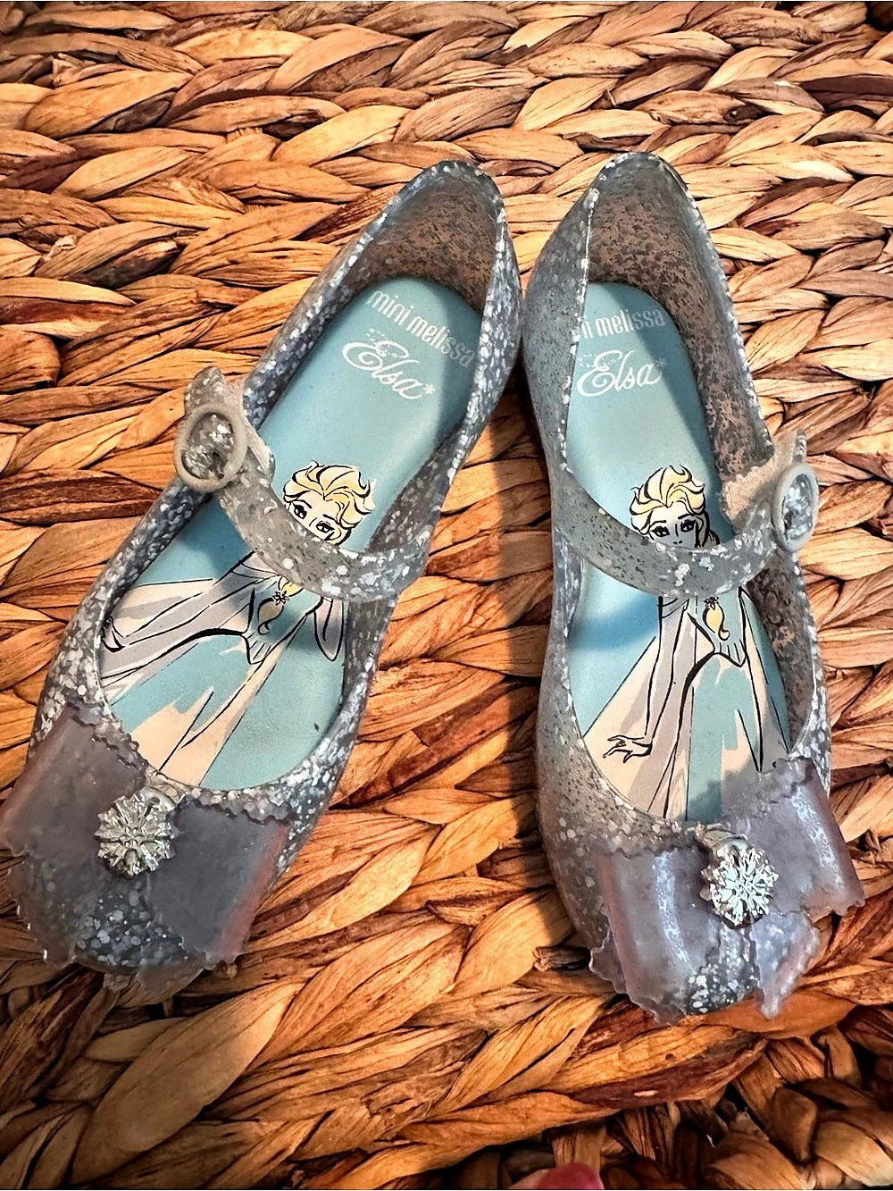 mini melissa Frozen Elsa Glitter Mary Jane Flats in Gray - Picture 3 of 11
